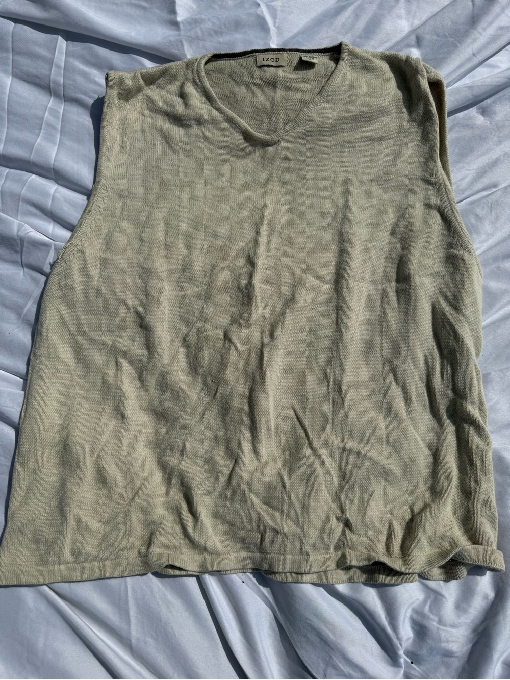 Izod Men's Sleeveless V-Neck Knit Top in Beige